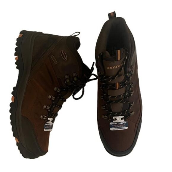 SKECHERS Relment Traven Brown Leather Waterproof Hiking Boots Size 13 - Picture 4 of 7